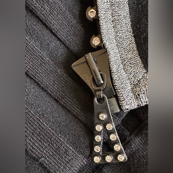 Fontana black sweater set with silver lurex border. - Picture 4 of 6